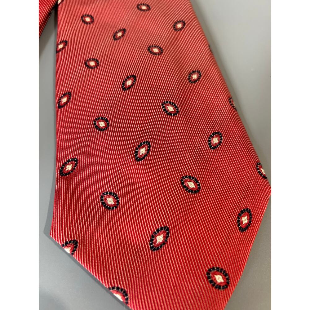 Brooksfield Red Patterned Silk Neck Tie - Italy Made - Picture 2 of 5